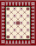 Crimson Snowflake Border Cream Field Rug