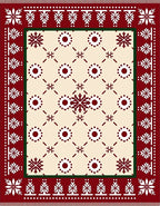 Crimson Snowflake Border Cream Field Rug