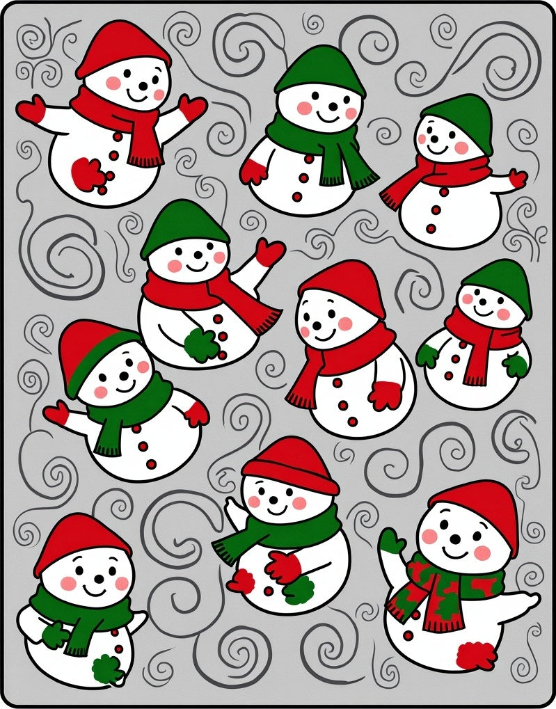 Merry Snowman Garland Whimsical Snowmen Rug