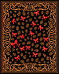 Whimsical Red Bow Fern Border Rug