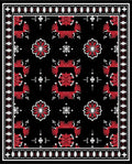 Bold Red Floral Black Ground Rug