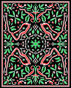 Crimson Green Foliage Medallion Rug