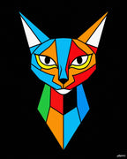 Colorful Cubist Cat Face Rug