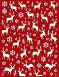 White Reindeer Snowflakes Festive Red Rug