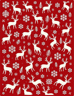 White Reindeer Snowflakes Festive Red Rug