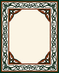 Ornate Green Brown Celtic Knot Border Rug