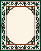 Ornate Green Brown Celtic Knot Border Rug
