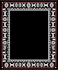 White Black Red Tribal Border Rug