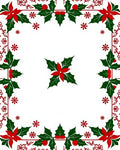 Christmas Poinsettia Holly Snowflakes Garland Rug