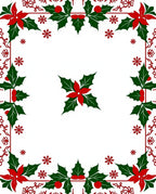 Christmas Poinsettia Holly Snowflakes Garland Rug