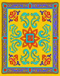 Yellow Red Blue Floral Medallion Border Rug
