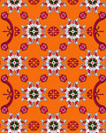 Vibrant Orange Floral Starburst Ensemble Rug
