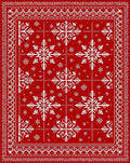 Crimson white snowflake mandala border Rug
