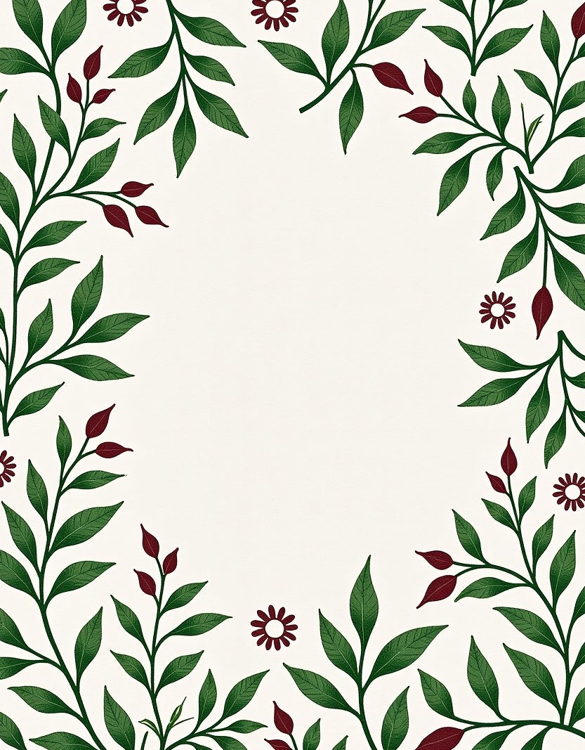 Dark Green Leafy Floral Arrangement Rug