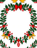 Holiday Holly Wreath Red Yellow Bows Rug
