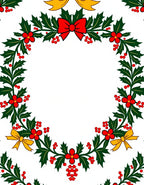 Holiday Holly Wreath Red Yellow Bows Rug