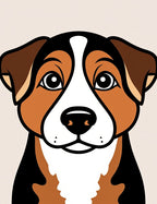 Tri-color Dog Portrait Rug