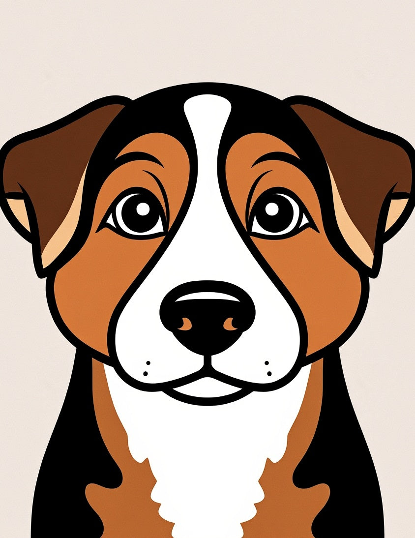 Tri-color Dog Portrait Rug