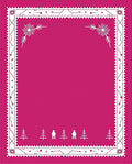 Pink White Folk Art Trees Border Rug