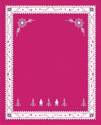 Pink White Folk Art Trees Border Rug