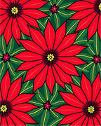 Bold Red Poinsettia Floral Arrangement Rug