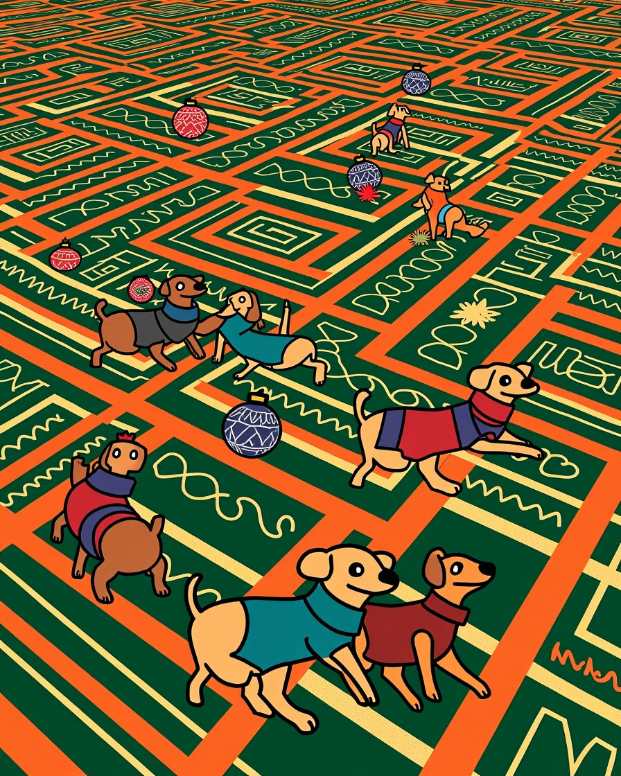 Charming Dogs In Christmas Balls Rug
