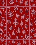 Crimson White Foliage Snowflakes Rug