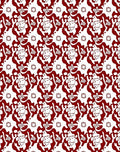 Crimson White Stylized Faces Floral Rug