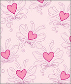 Pink Heart Floral Outline Rug