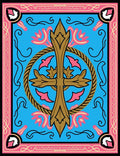 Golden Cross Blue Floral Arrangement Rug