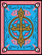 Golden Cross Blue Floral Arrangement Rug