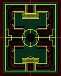 Green Yellow Red Geometric Blueprint Rugby Rug