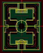 Green Yellow Red Geometric Blueprint Rugby Rug