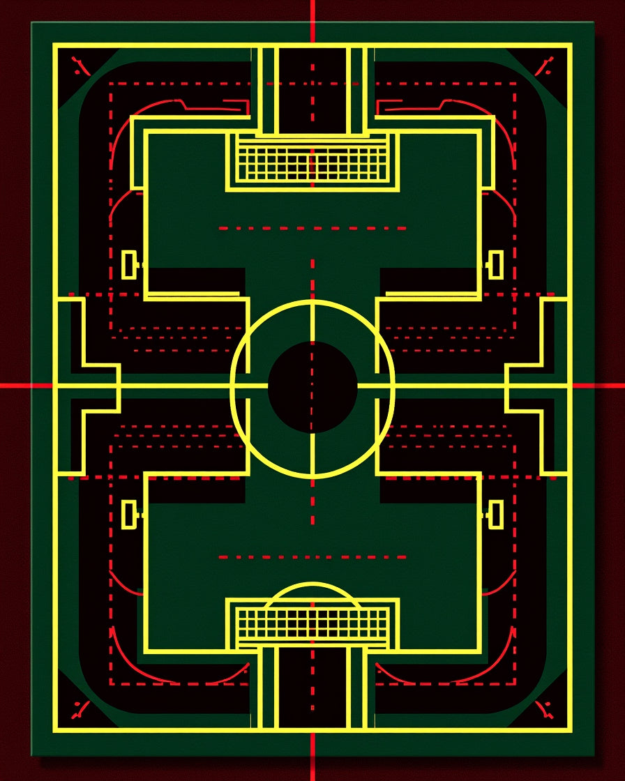 Green Yellow Red Geometric Blueprint Rugby Rug