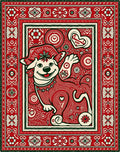 Whimsical Red Dog Heart Border Rug