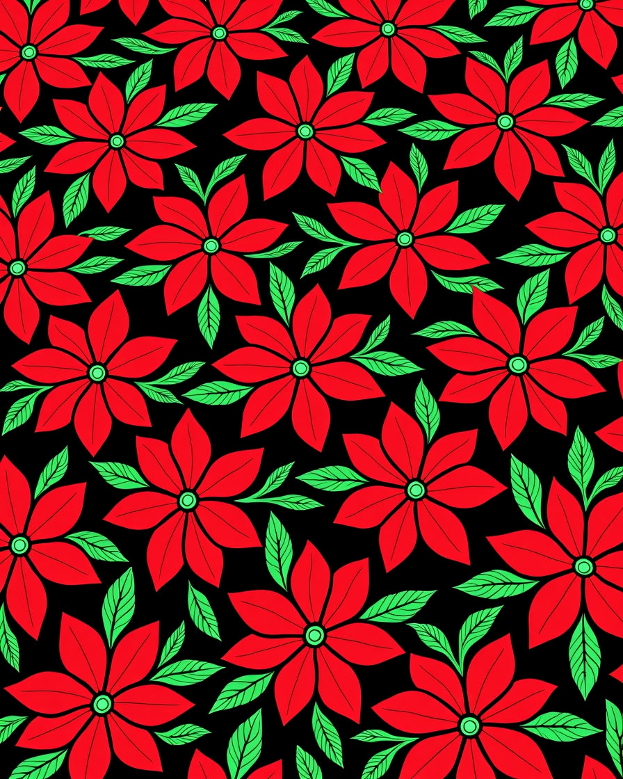 Bold Red Floral Foliage Rug