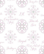 Delicate Pink Mandala Floral Inscriptions Rug