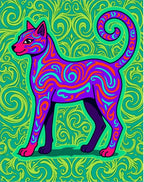 Vibrant Purple Dog Psychedelic Swirls Rug