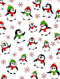 Whimsical Penguin Snowflakes Red Green Rug