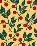 Bright Yellow Red Fruit Branches Rug