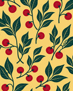 Bright Yellow Red Fruit Branches Rug