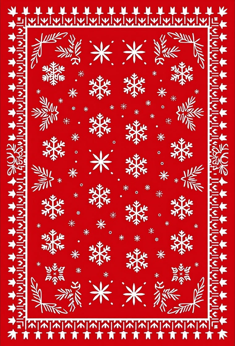 Crimson Snowflakes Winter Wonder Rug