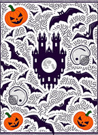 Spooky Halloween Castle Bats and Pumpkins Rug