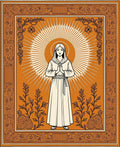 Orange Halo Figure Botanical Border Rug