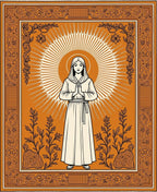 Orange Halo Figure Botanical Border Rug