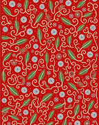 Crimson Greenery Swirl Round Accents Rug