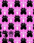 Black Cat Snowflake Pink Graphic Rug