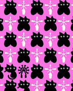 Black Cat Snowflake Pink Graphic Rug