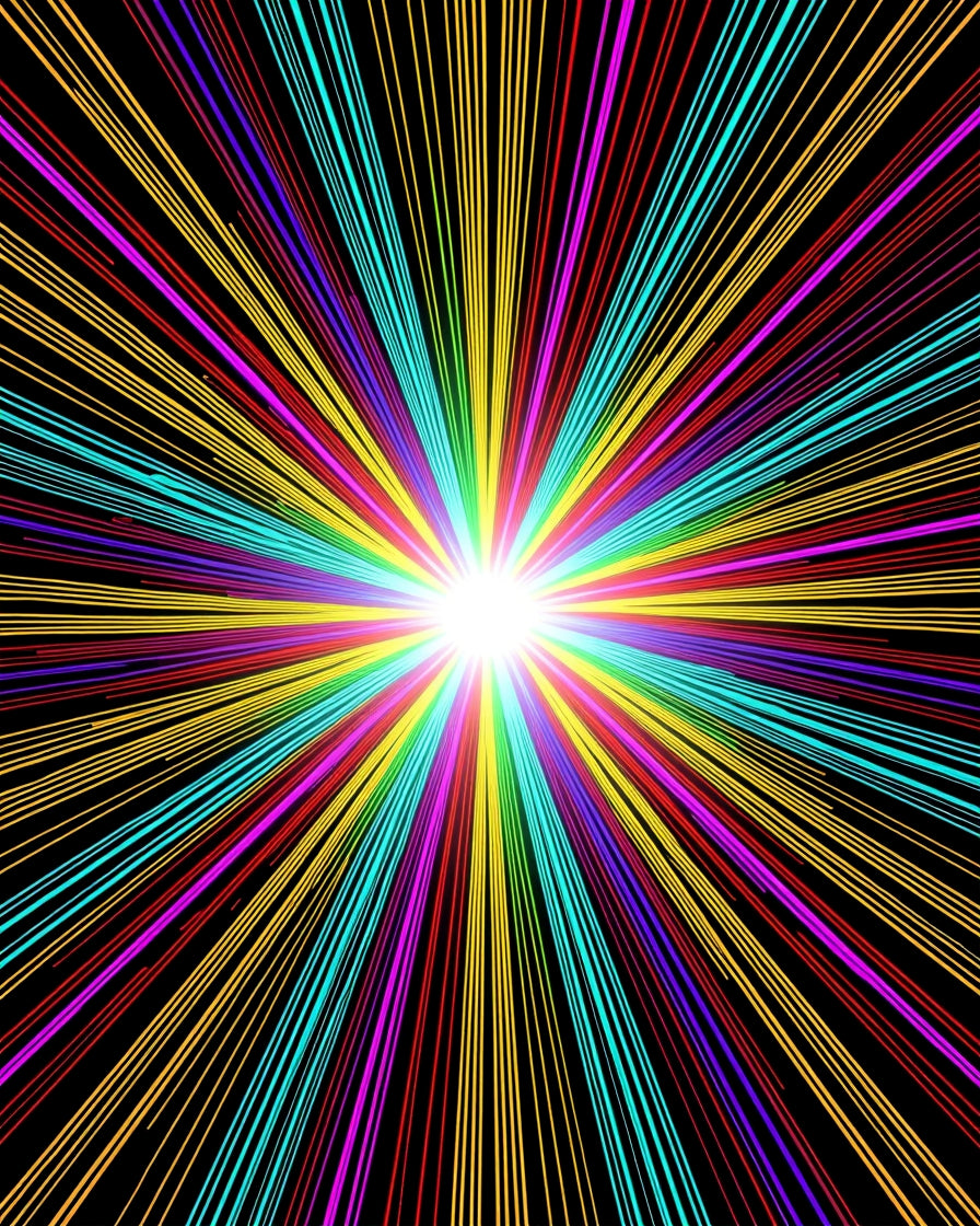 Vibrant Rainbow Burst Sunray Rug