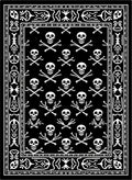 Black White Skull Crossbones Border Rug
